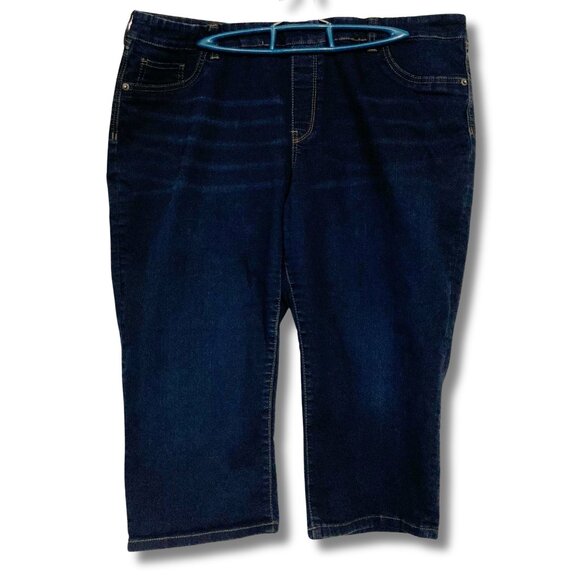 RICKI'S Plus-size dark blue denim capri pants VINTAGE sz 14 XL 1X XXL 2X capris - Picture 1 of 12